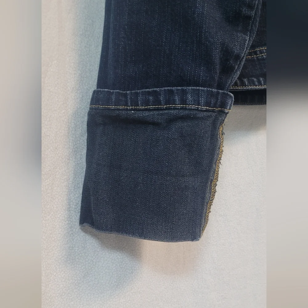 Denim Jean Jacket, Size Med, Black Stretch Streetwear Casual Western Festival